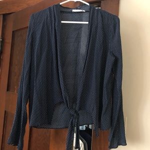 Blue and white polka-dot tie top from Vici